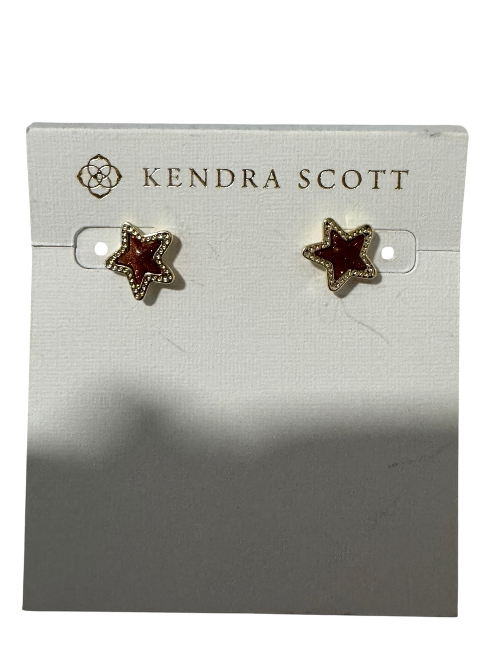 Kendra Scott Jae Star Gold Orange Sandstone  Stud Earrings Gold Tone